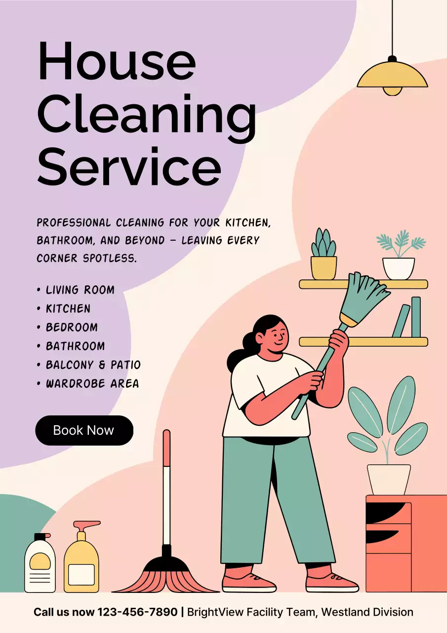 Poster quảng cáo vệ sinh hiện đại màu pastel