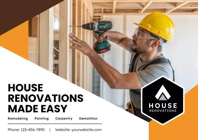 Orange Modern Renovation Advertisement Poster