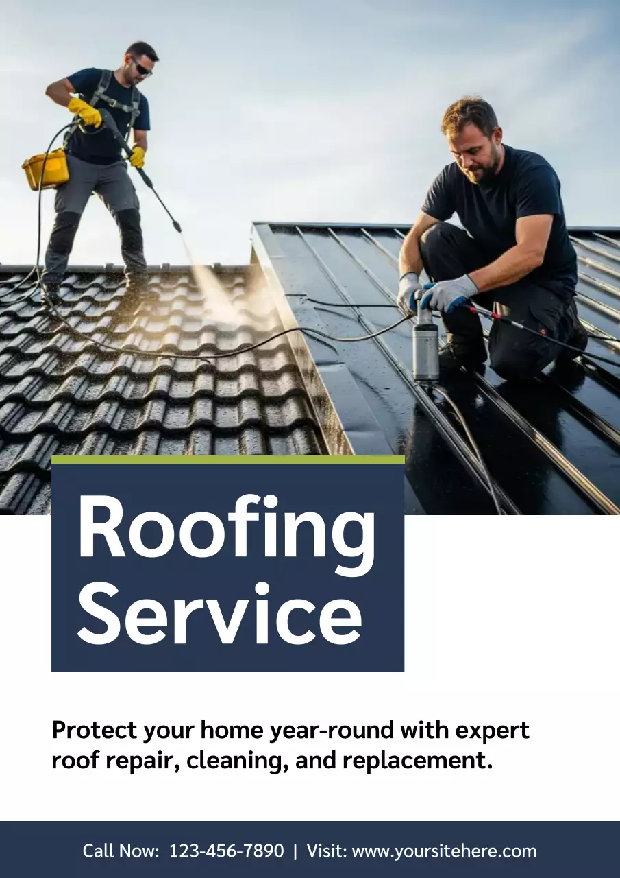 Navy Professional Roofing Promotion Poster