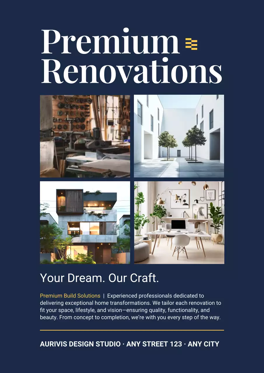 Navy Modern Renovation Advertisement Poster
