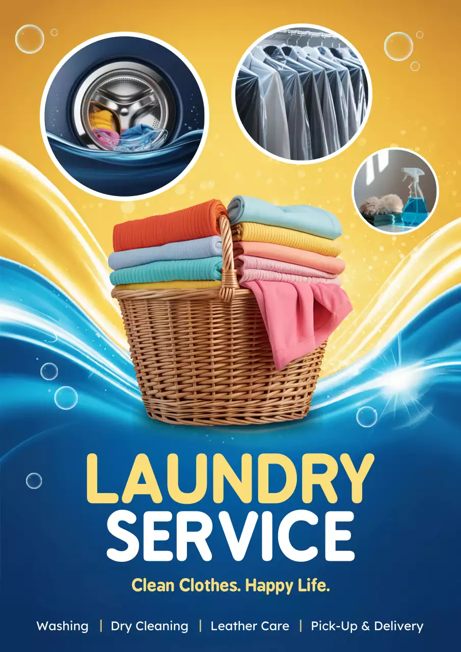 Blue Modern Laundry Promotion Poster