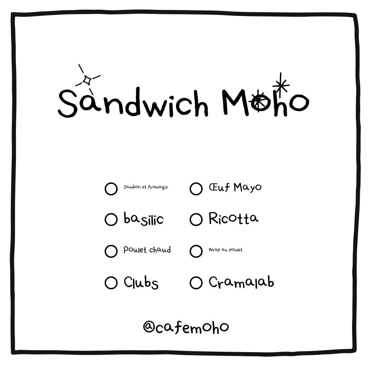 Panneau de menu simple et noir