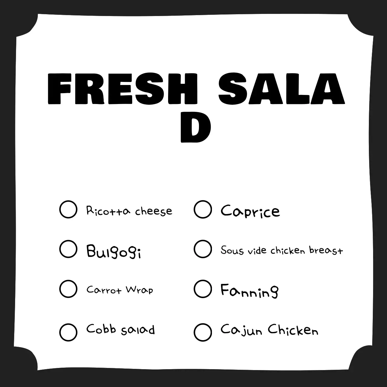 Hướng dẫn Menu đơn giản màu đen