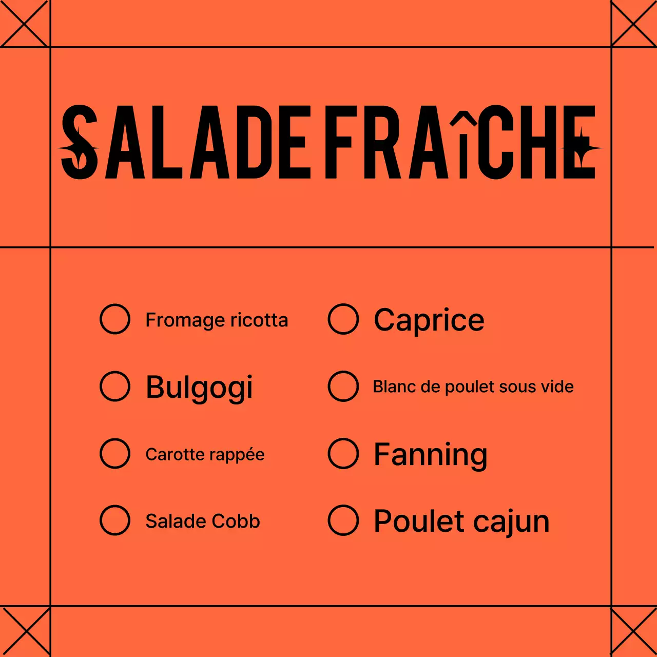 Panneau publicitaire de menu simple orange