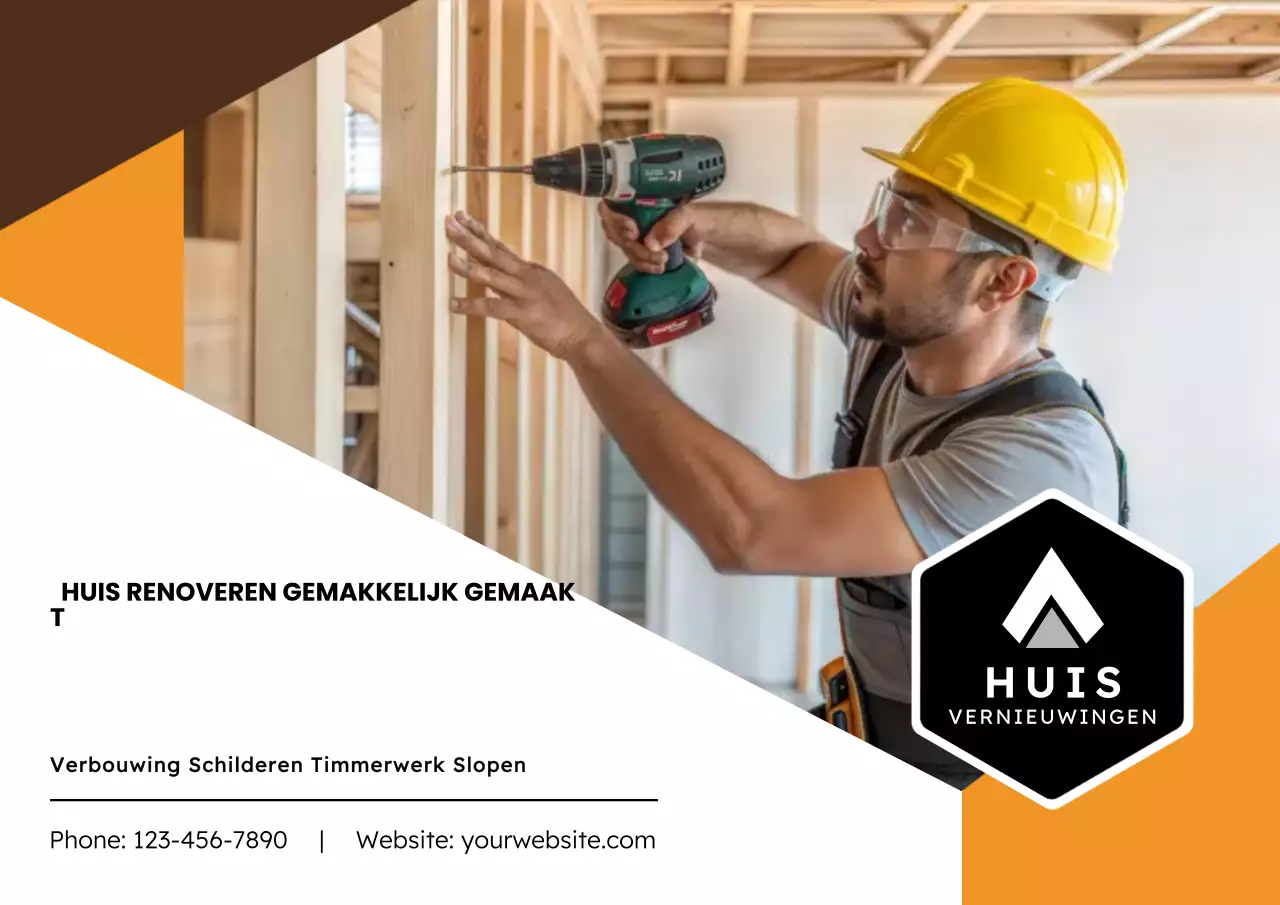 Oranje moderne renovatie advertentieposter