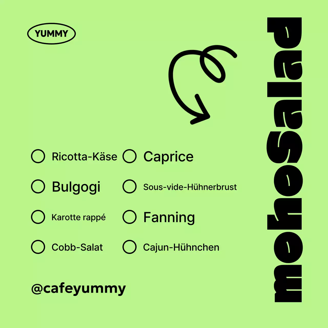 Grüne moderne Menütafel-Werbung