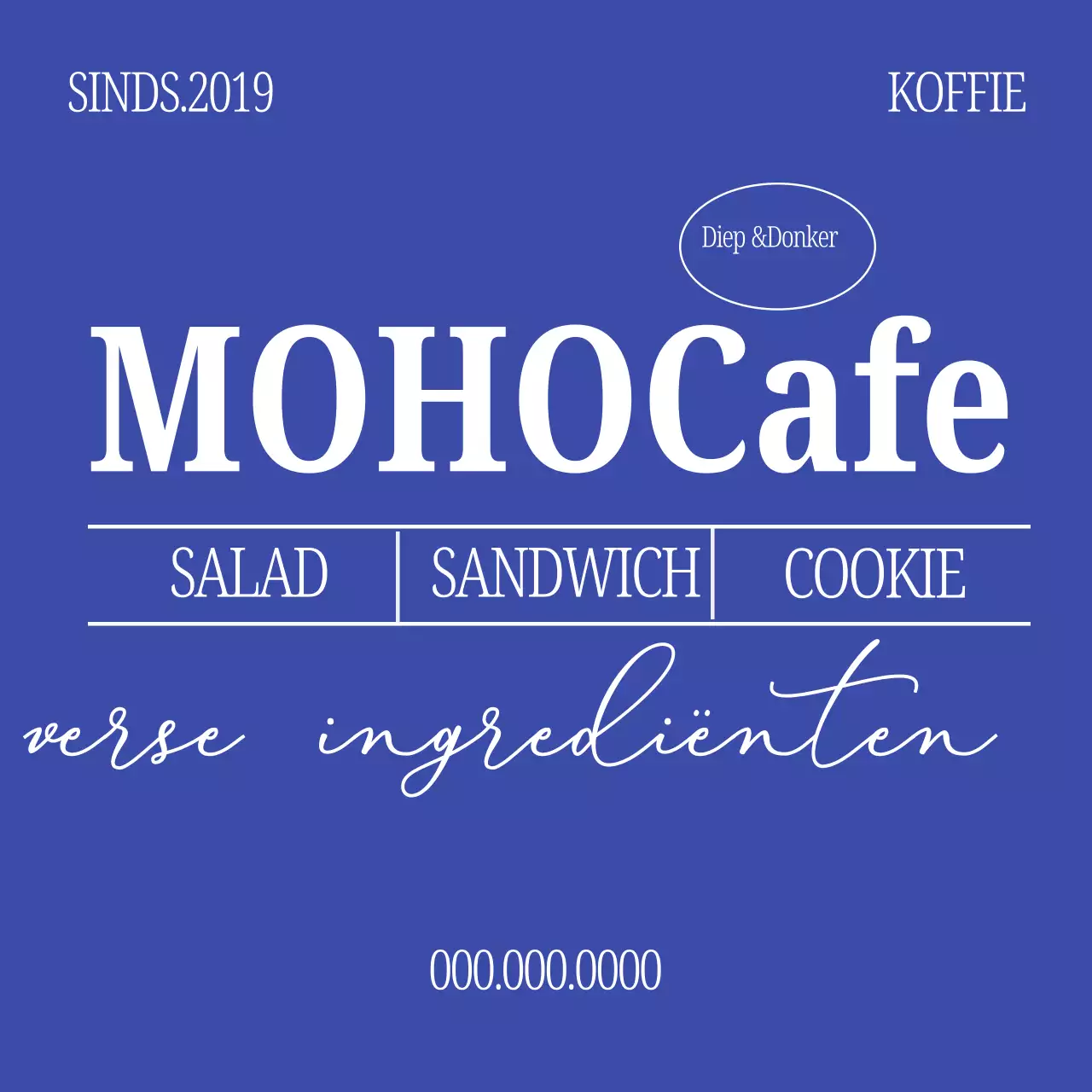 Blauw Modern Café-logo