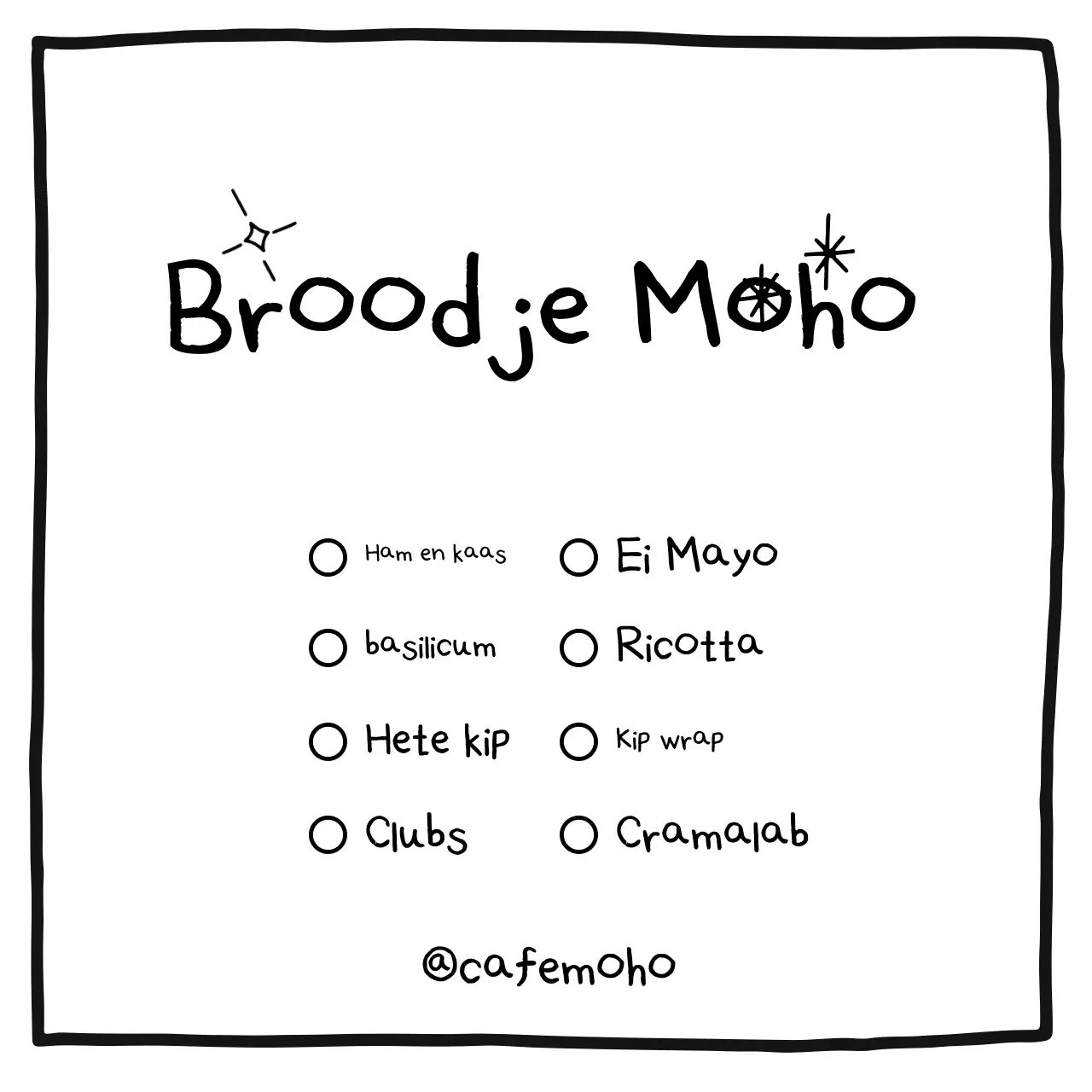 Zwarte eenvoudige menubordadvertentie