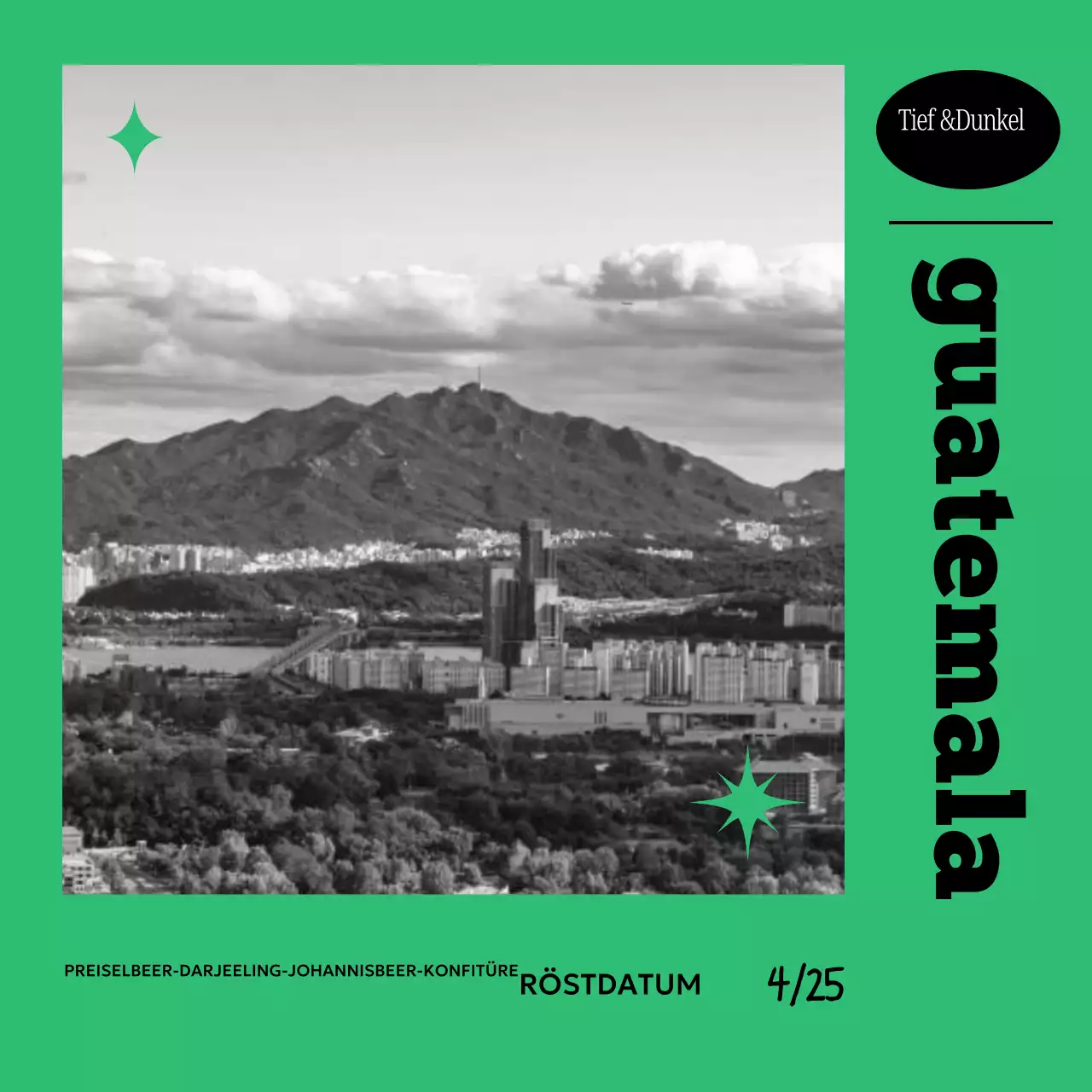 Grüne Vintage-Kaffee-Werbung