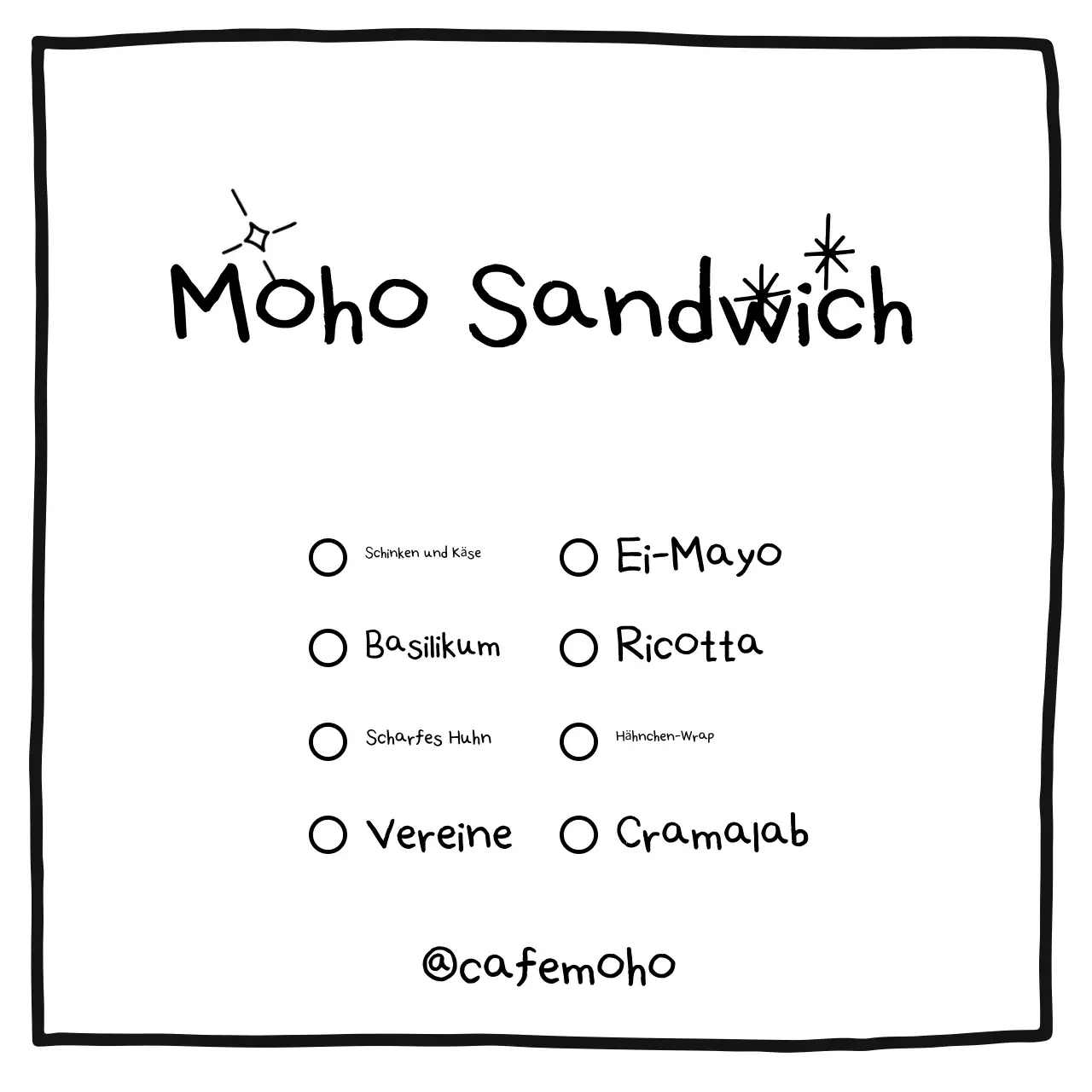 Schwarze, einfache Menütafel-Werbung