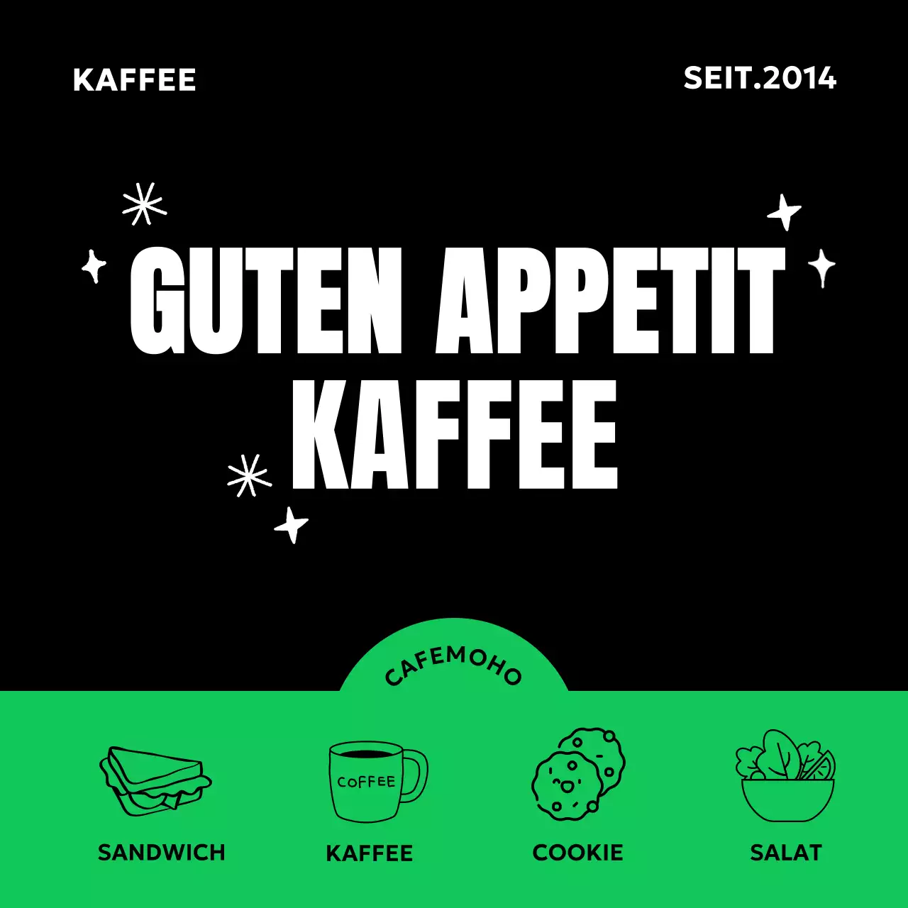 Schwarze moderne Café-Werbung