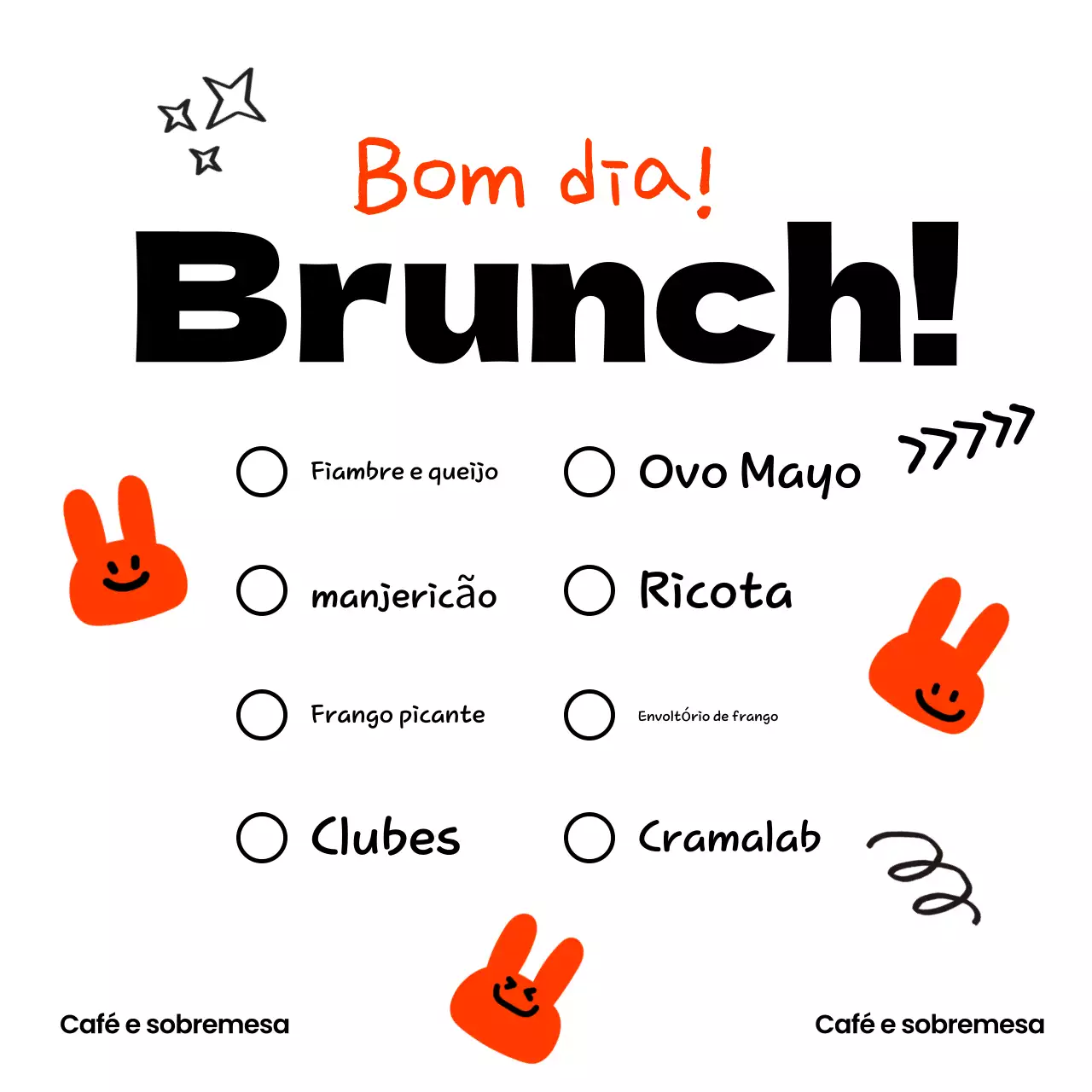 Cardápio de Brunch Orange Baby