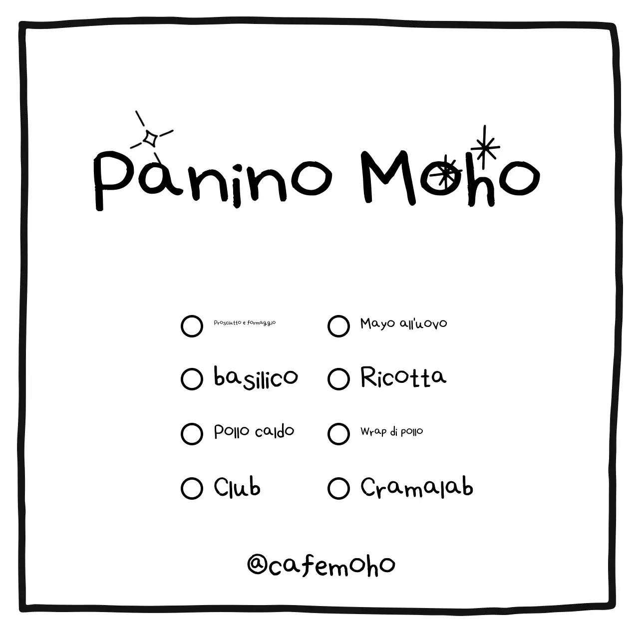 Pubblicità sul semplice menu nero