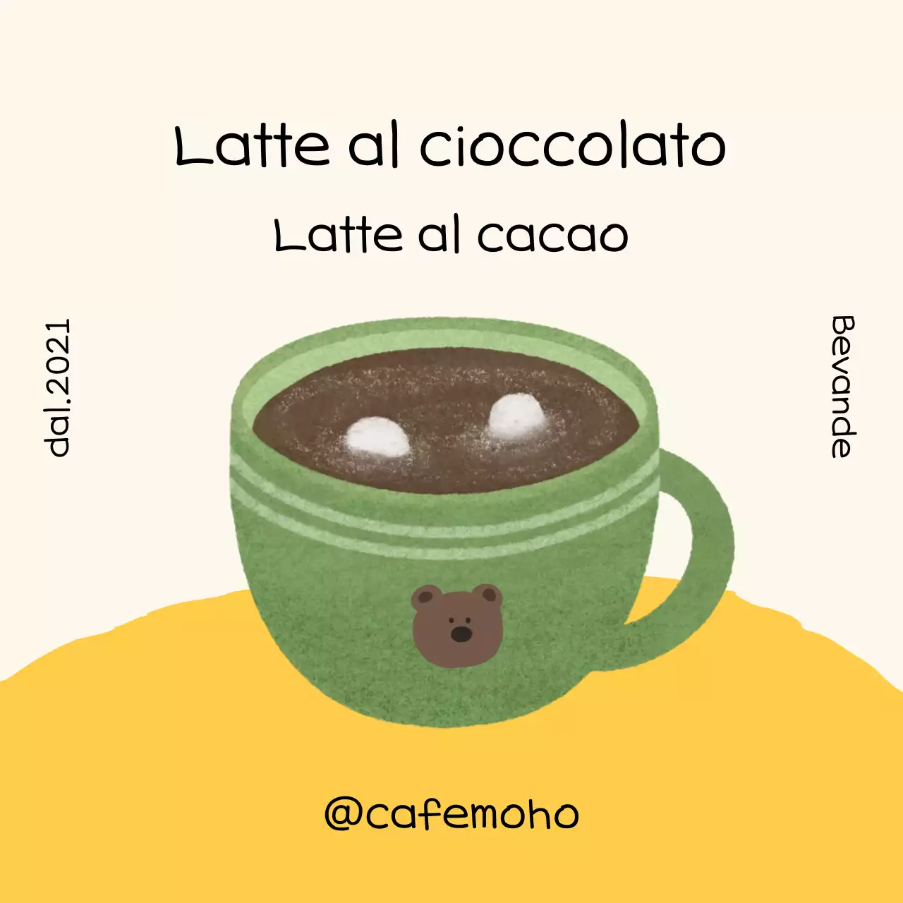 Pubblicità di una bevanda verde e carina