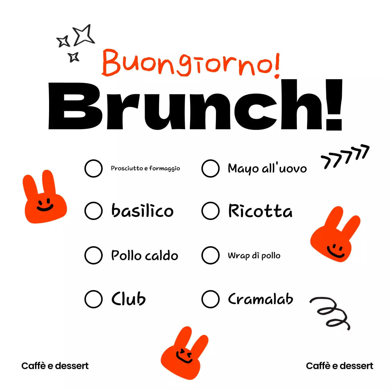 Menù brunch per bambini all'arancia