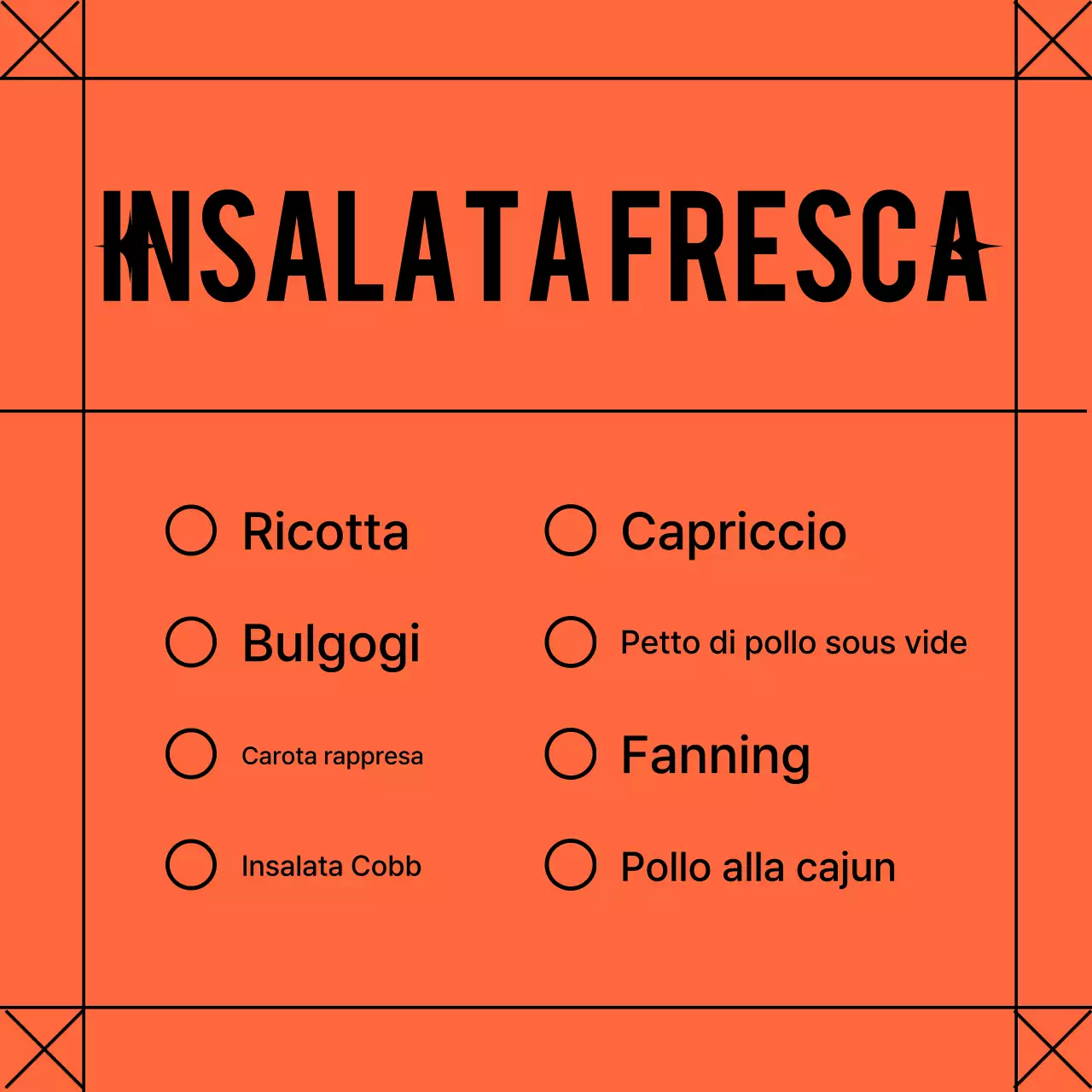 Pubblicità sul semplice menu arancione