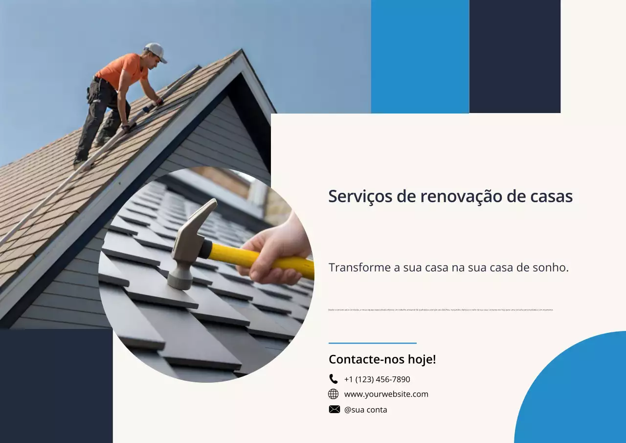 Cartaz de serviço de renovação moderna em azul e cinza