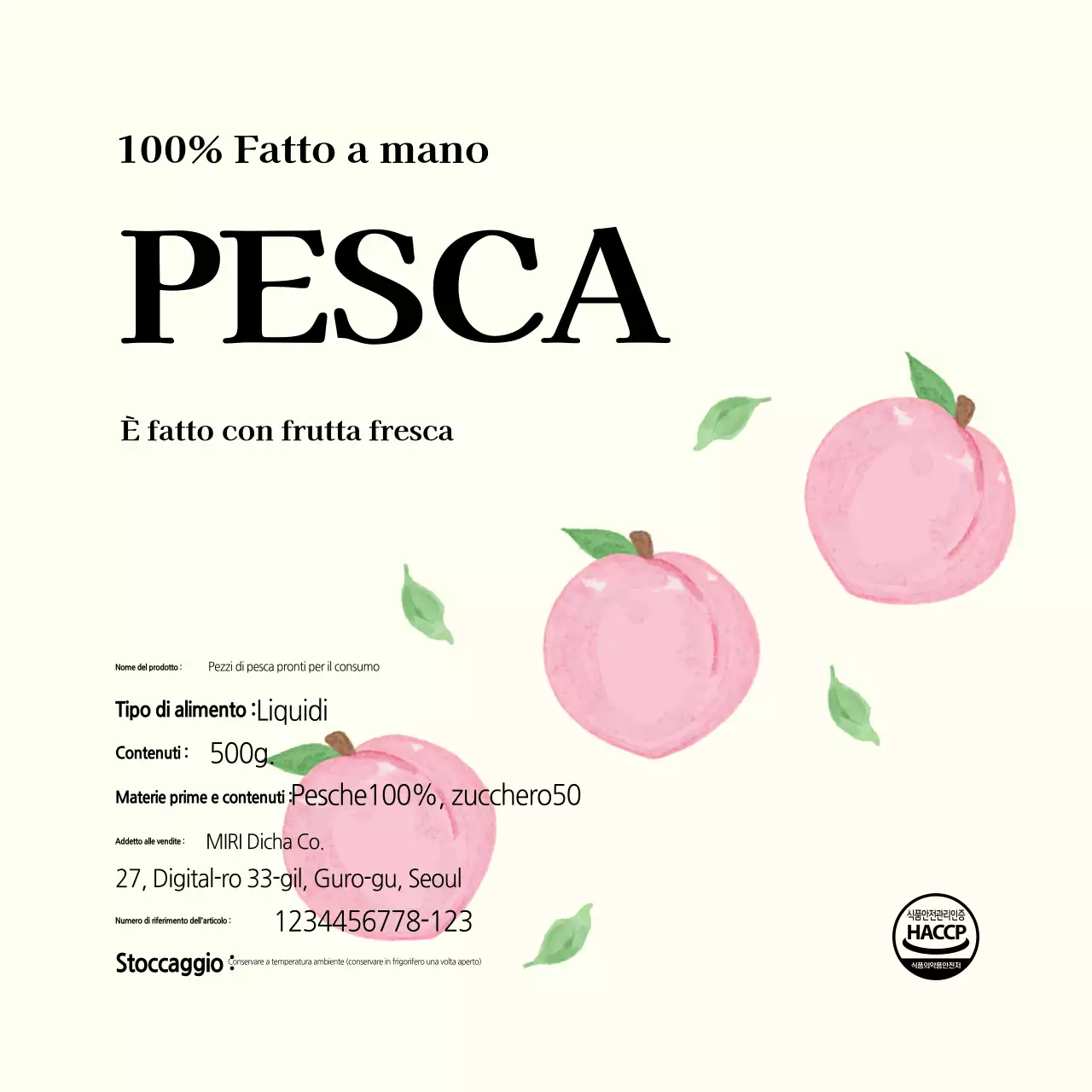 Etichetta alimentare semplice in avorio