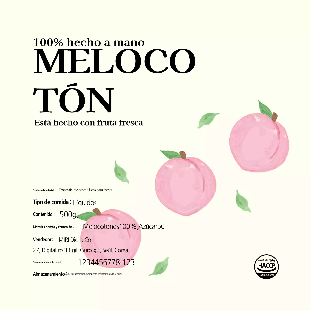 Etiqueta de alimentos sencilla color marfil