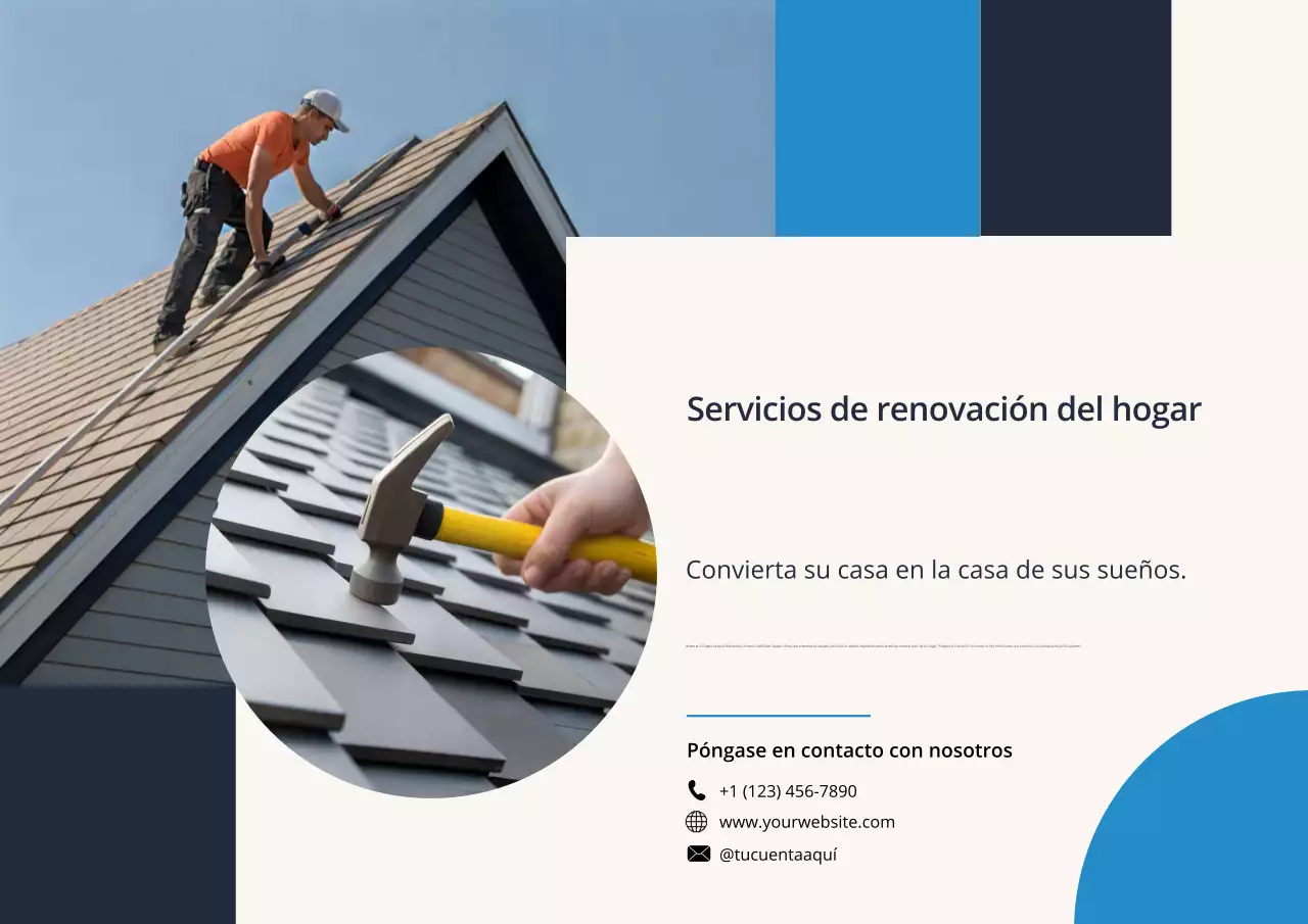 Póster de servicio de renovación moderno en gris azulado