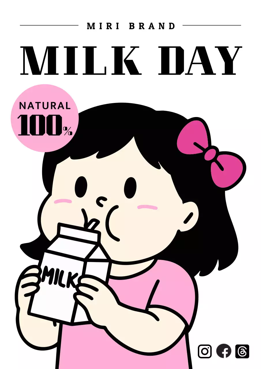 핑크 아기자기한 우유 광고