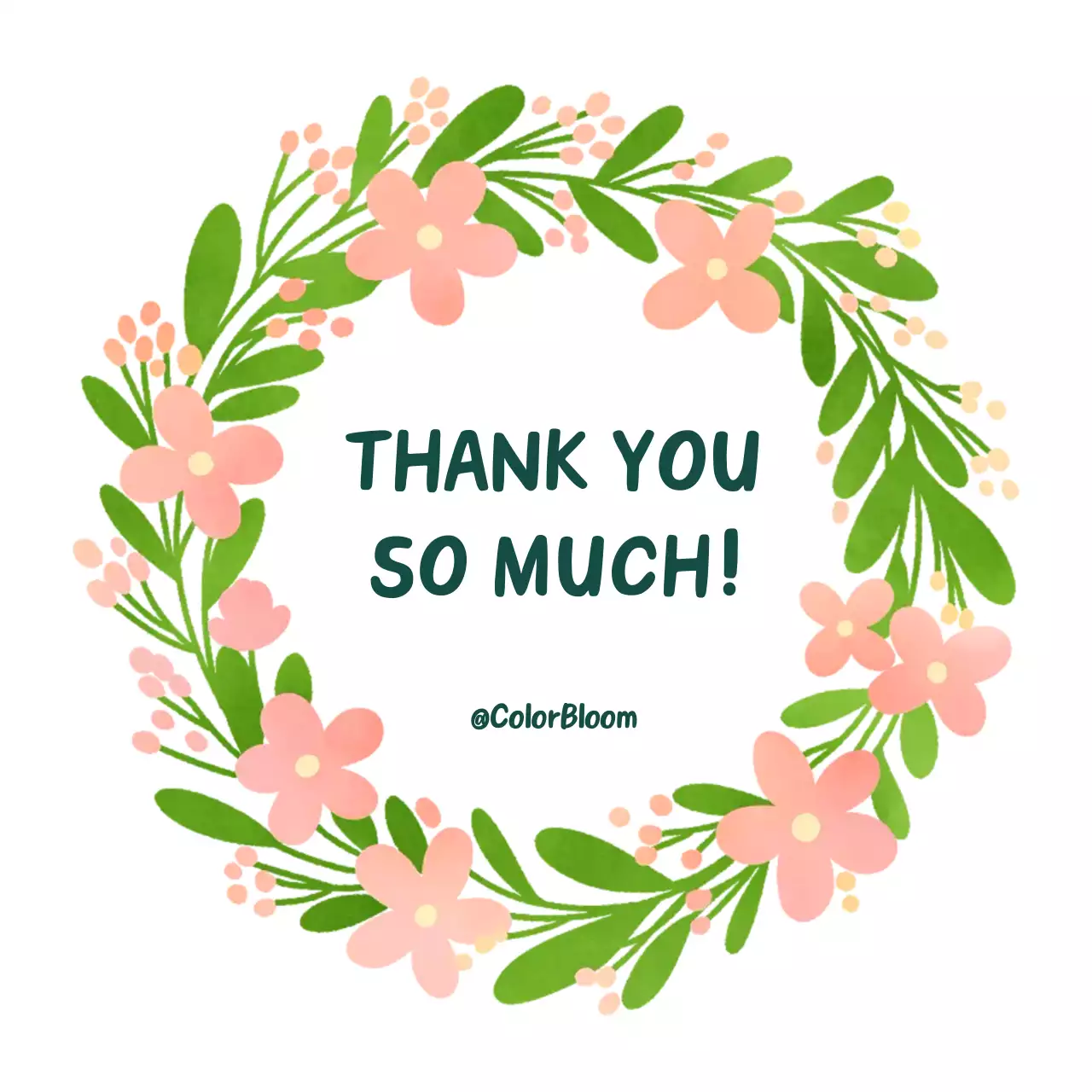 초록 분홍 아기자기한 감사 인사 리스 화환 꽃장식 안내 공지 스티커