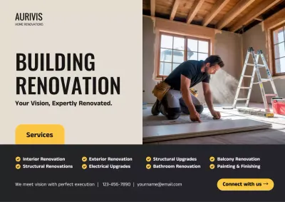 Yellow Modern House Renovation promotion Poster