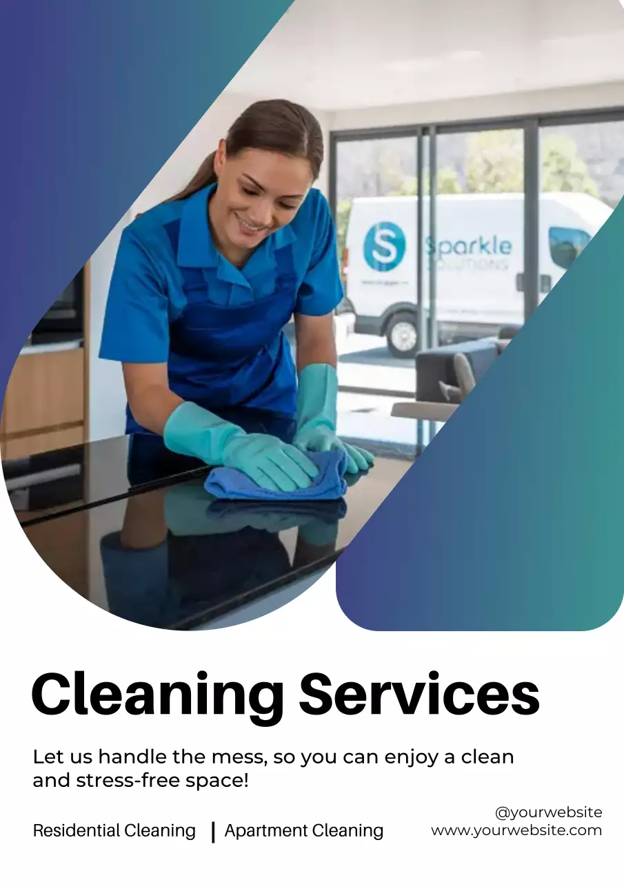 Blue Modern Cleaning Advertisement Poster