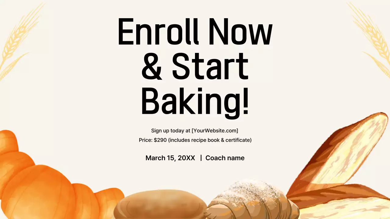 베이킹 클래스와 쉬운 요리 튜토리얼 베이지색