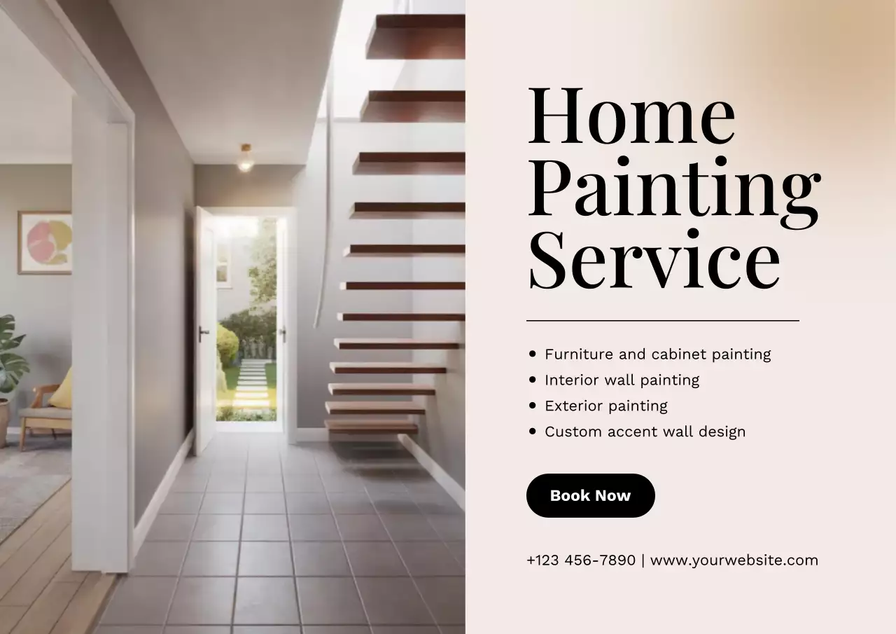 Beige Modern Home Painting Service Poster