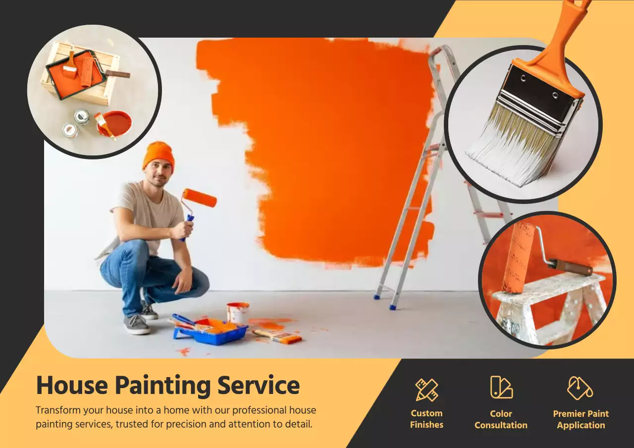 Orange Modern painting Promotion Poster