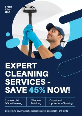 Blue Modern Cleaning Promotion Poster