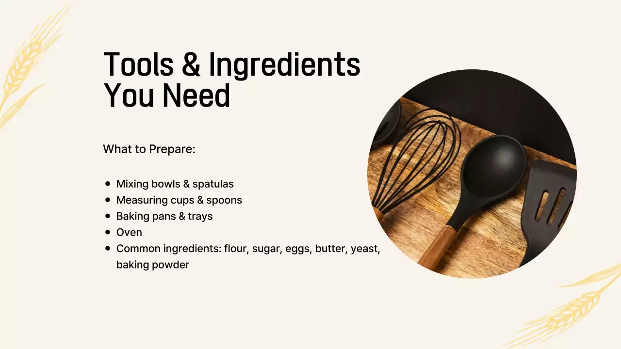 베이킹 클래스와 쉬운 요리 튜토리얼 베이지색