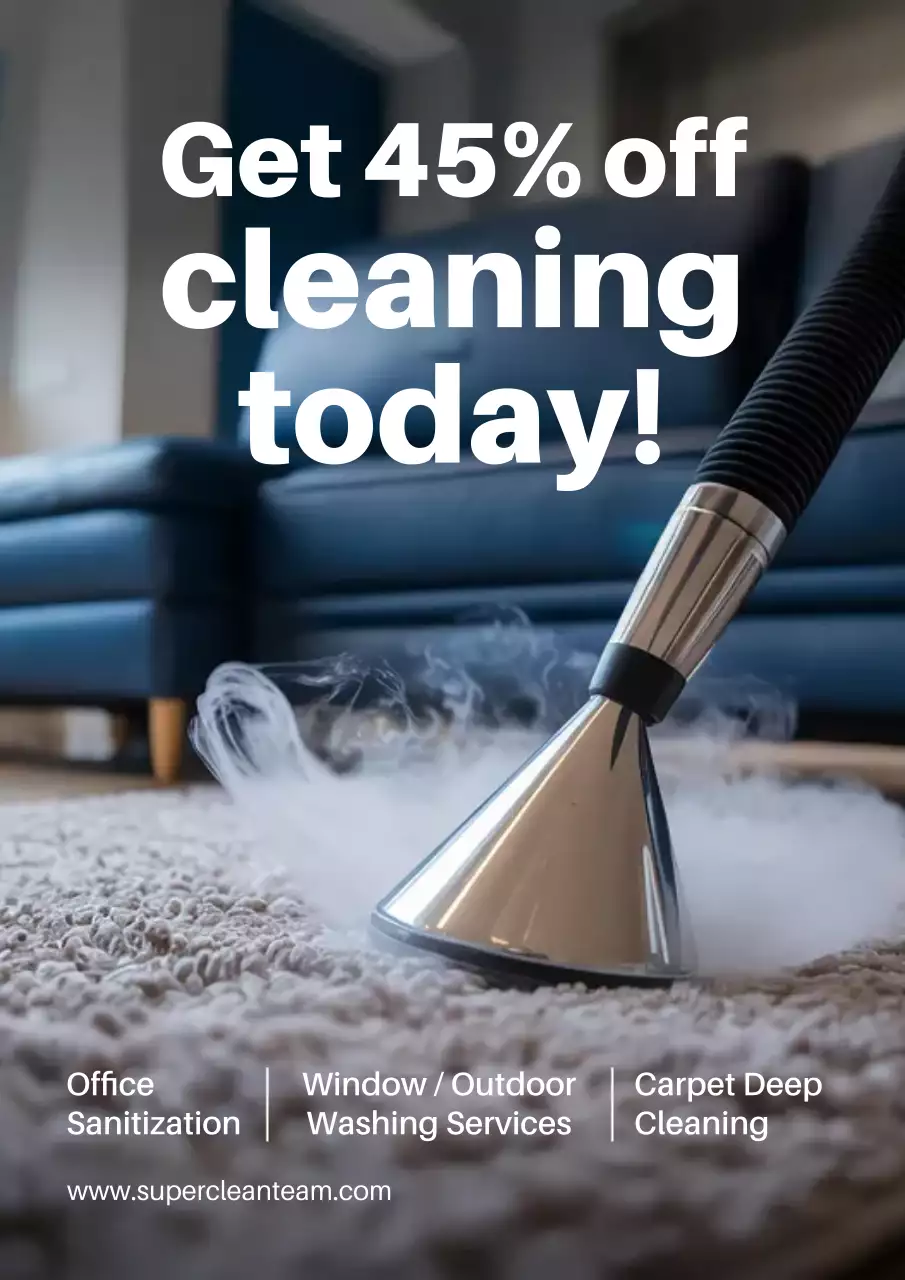 Blue Modern Cleaning Promotion Poster