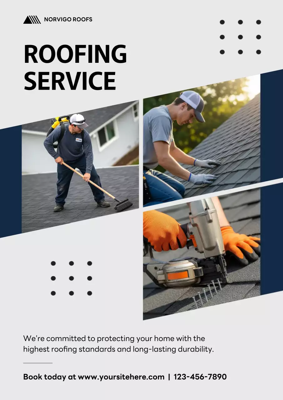 Grey Professional Roofing Promotion Poster