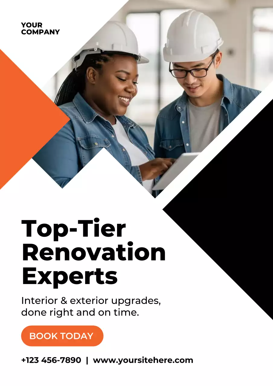 Orange Modern Renovation Advertisement Poster