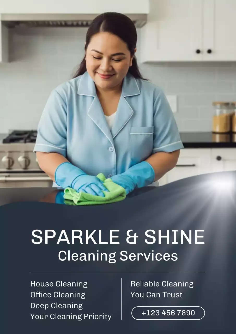 Blue Professional Cleaning Advertisement Poster