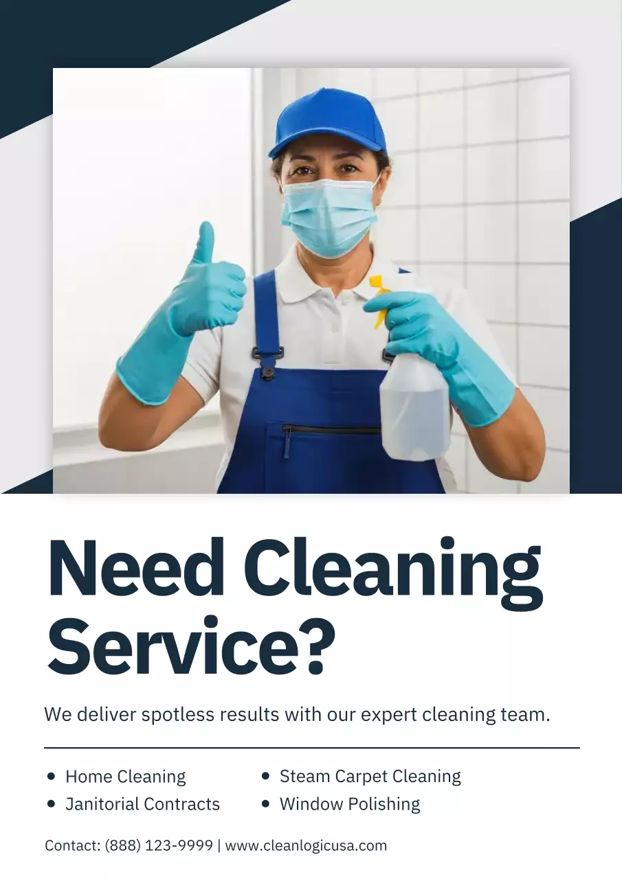 Blue Professional Cleaning Advertisement Poster
