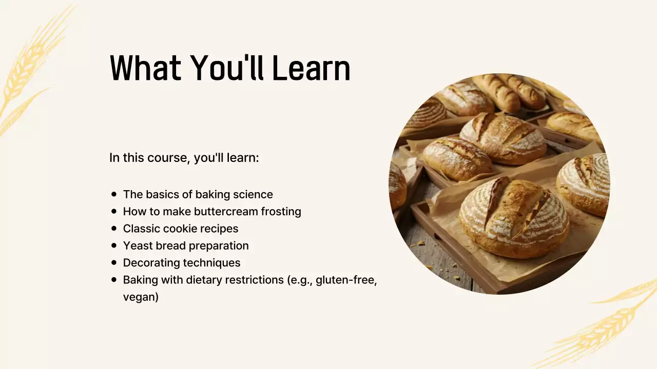 베이킹 클래스와 쉬운 요리 튜토리얼 베이지색