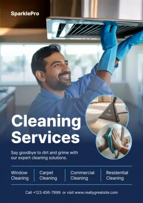 Blue Modern Cleaning Advertisement Poster