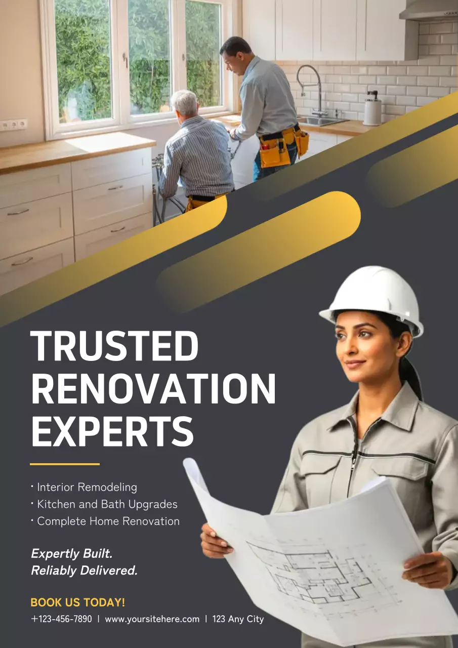 Yellow Professional Renovation Advertisement Poster