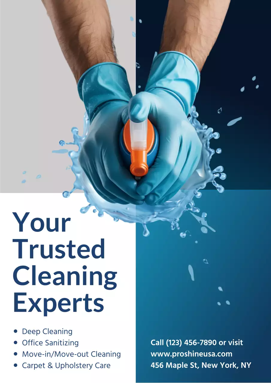 Blue Modern Cleaning Advertisement Poster