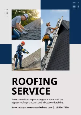 Navy Professional Roofing Promotion Poster