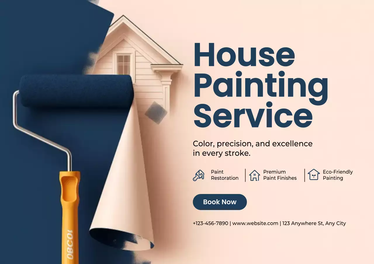 Navy Modern Painting Service Poster