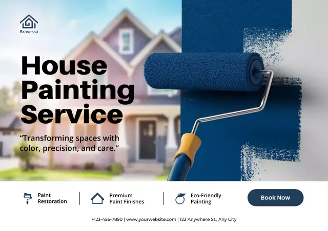 Blue Modern House Painting Service Poster