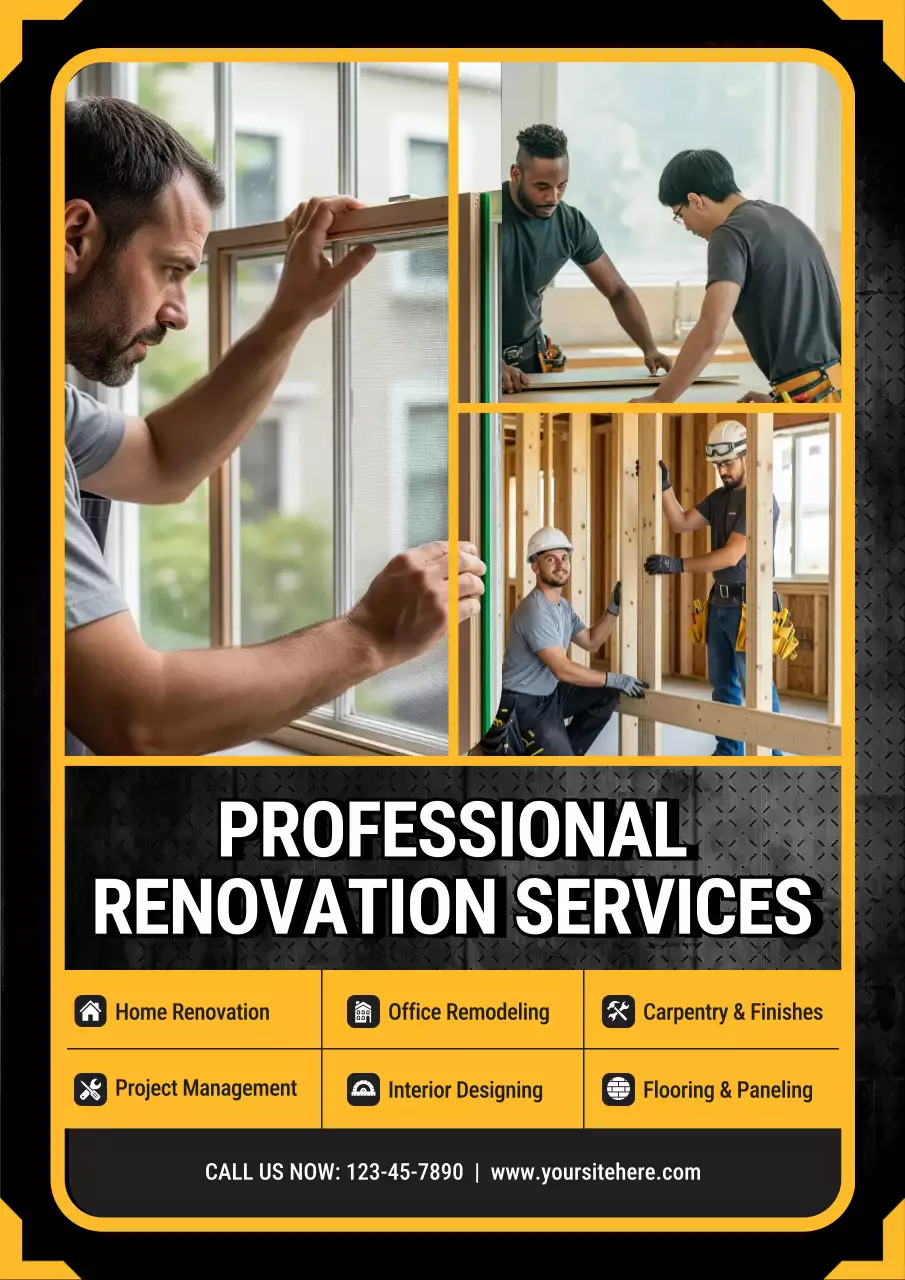 Yellow Professional Renovation Advertisement Poster