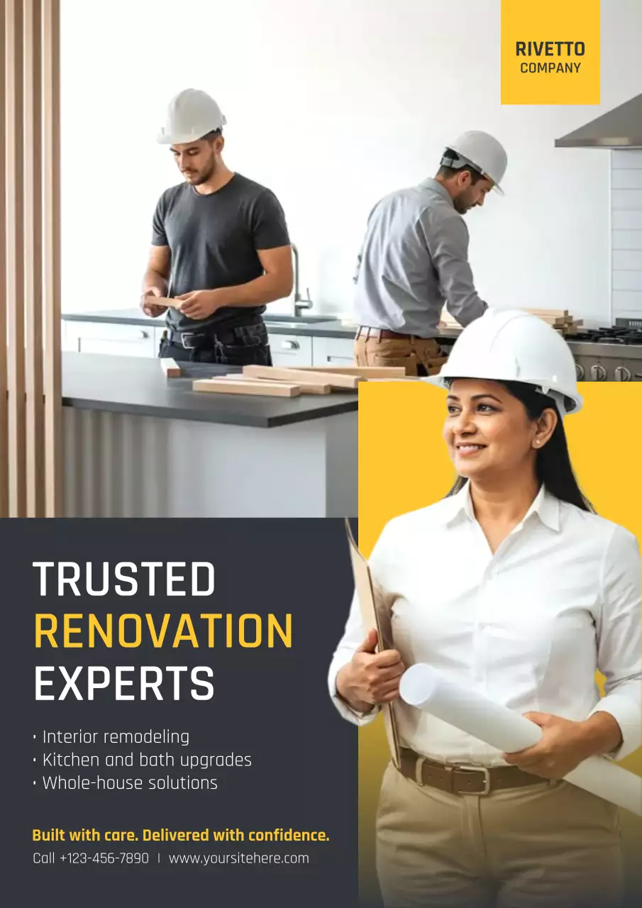 Yellow Professional Renovation Advertisement Poster