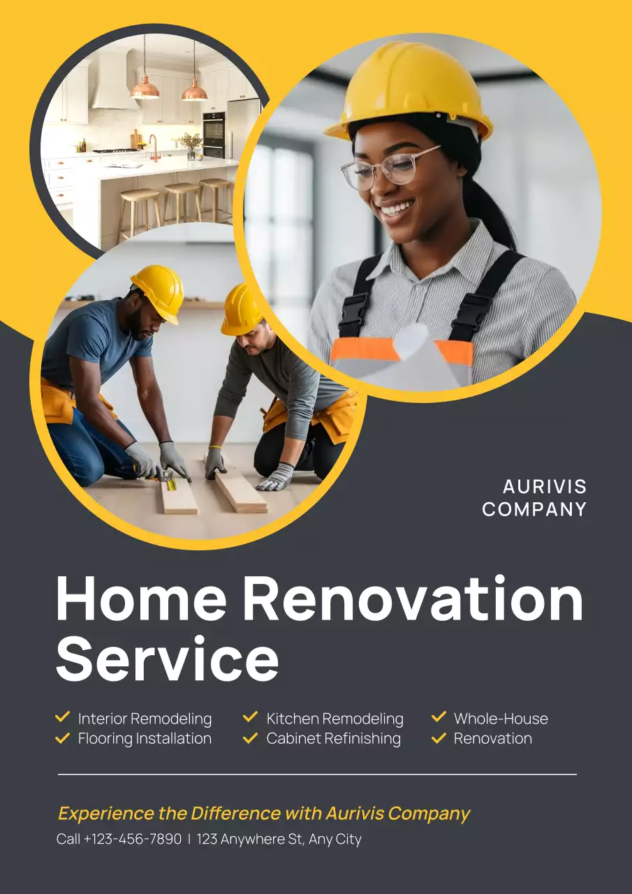 Yellow Professional Renovation Advertisement Poster