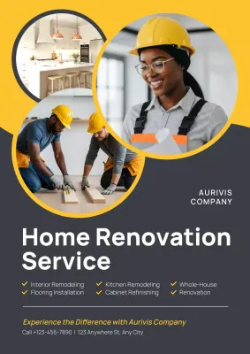 Yellow Professional Renovation Advertisement Poster