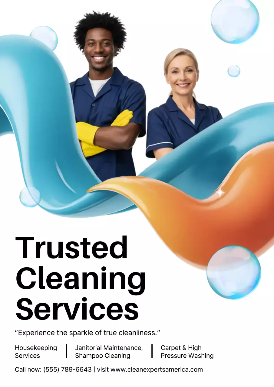 Blue Modern Cleaning Advertisement Poster